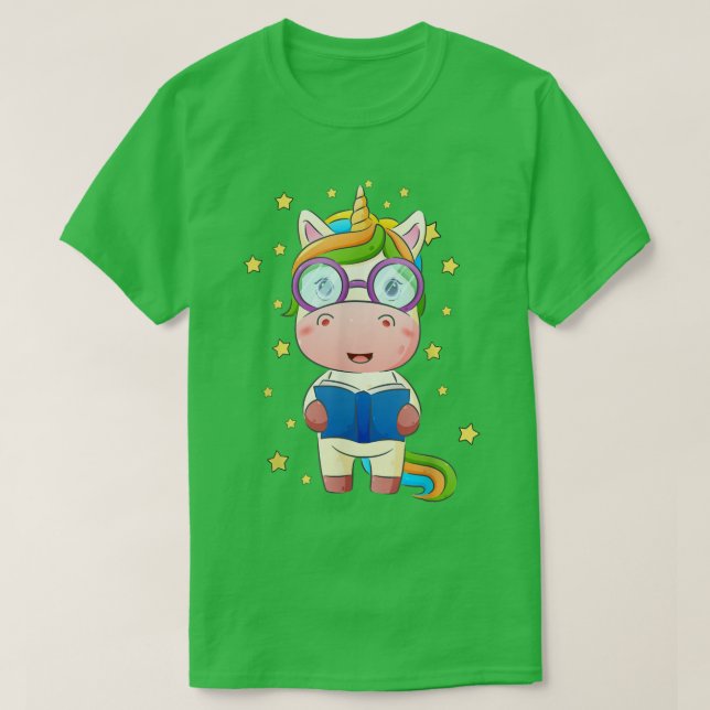 Reading Library Unicorn Read Books Lover Reader  T-Shirt (Design Front)