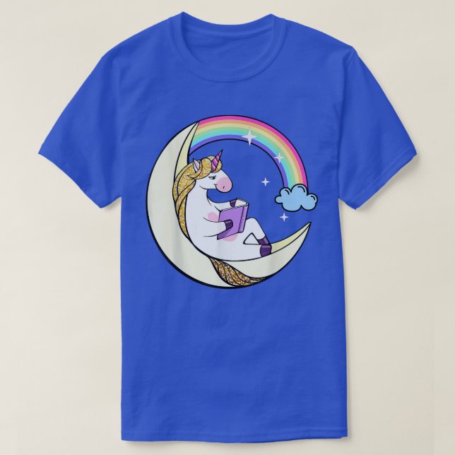 Reading Library Unicorn Read Books Lover Reader  T-Shirt (Design Front)