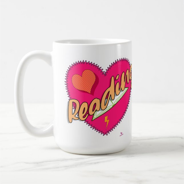 Reading Love Book Heart Motto Cute Design Coffee Mug (Left)