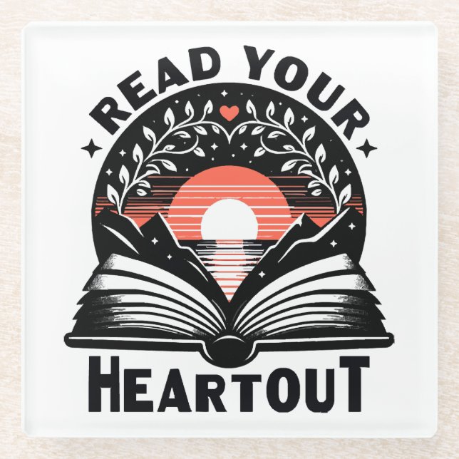 Reading Lover Read Your Heart Out Book Nerd Glass Coaster (Front)