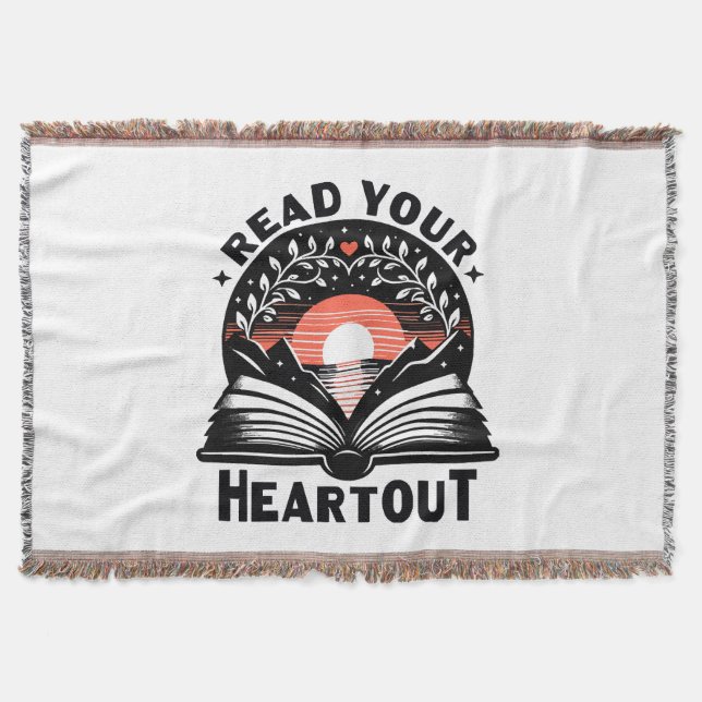 Reading Lover Read Your Heart Out Book Nerd Throw Blanket (Front)