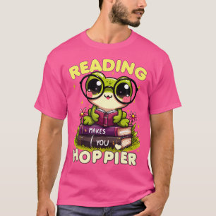 Reading Makes You Hoppier Funny Reading Month Frog T-Shirt