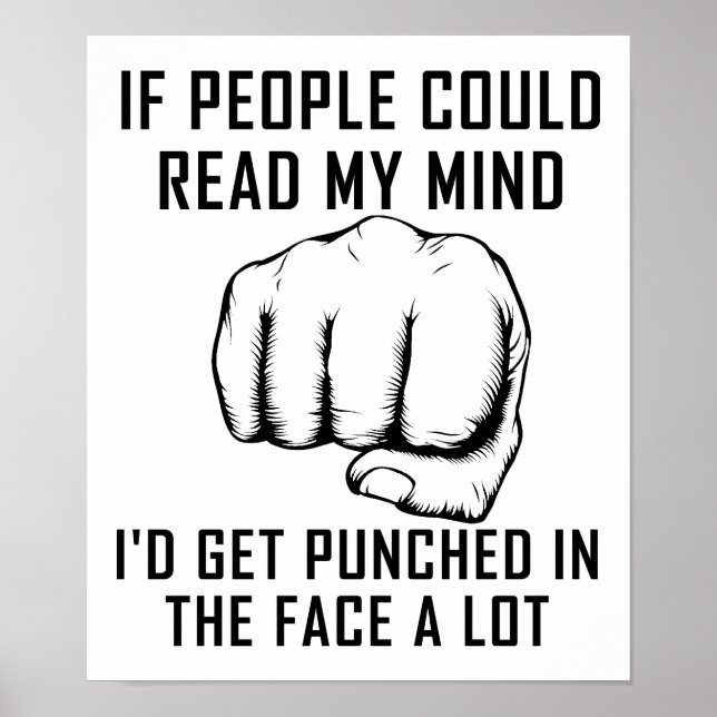 Reading Minds Punching Funny Poster (Front)