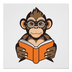 Reading Monkey Poster
