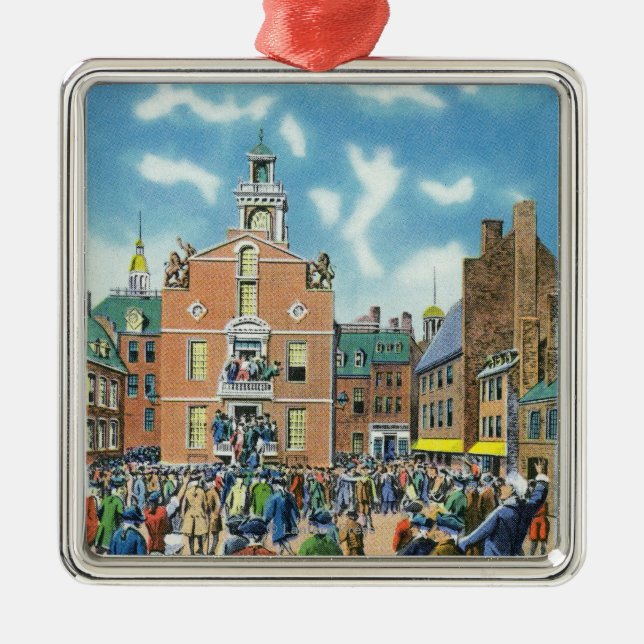 Reading of the Declaration of Independence Metal Tree Decoration (Front)