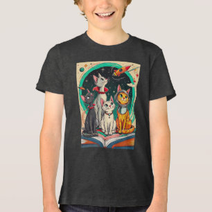 Reading Opens a Gateway to Cosmic Cat Adventures Tri-Blend Shirt