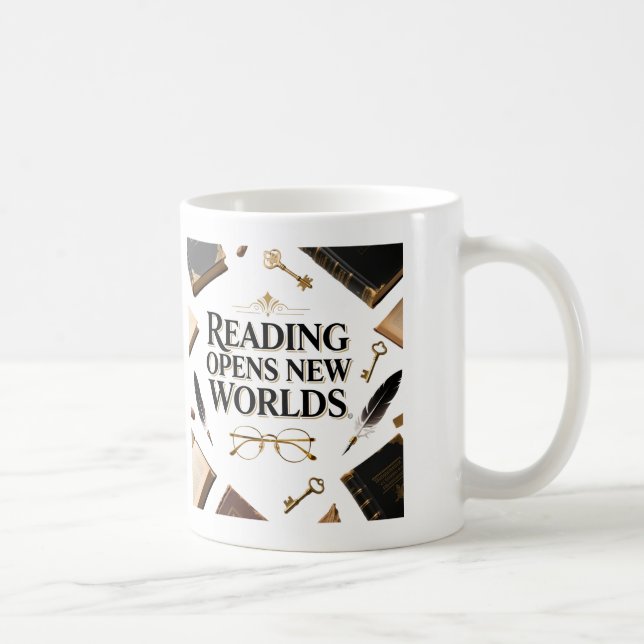 Reading Opens New Worlds Book Lover Graphi Coffee Mug (Right)