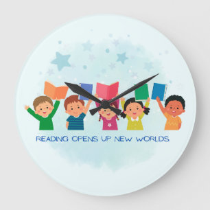 Reading Opens Up New Worlds Large Clock