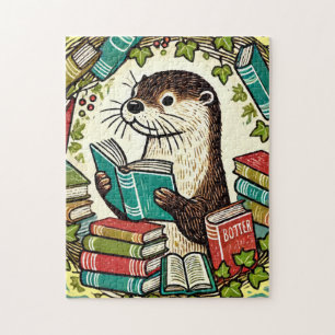 Reading Otter Bookish Illustration Readers         Jigsaw Puzzle