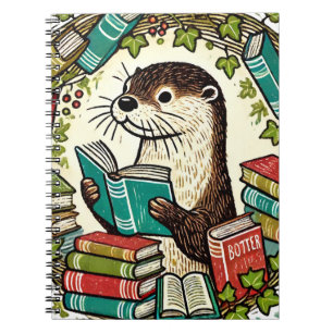 Reading Otter Bookish Illustration Readers Notebook