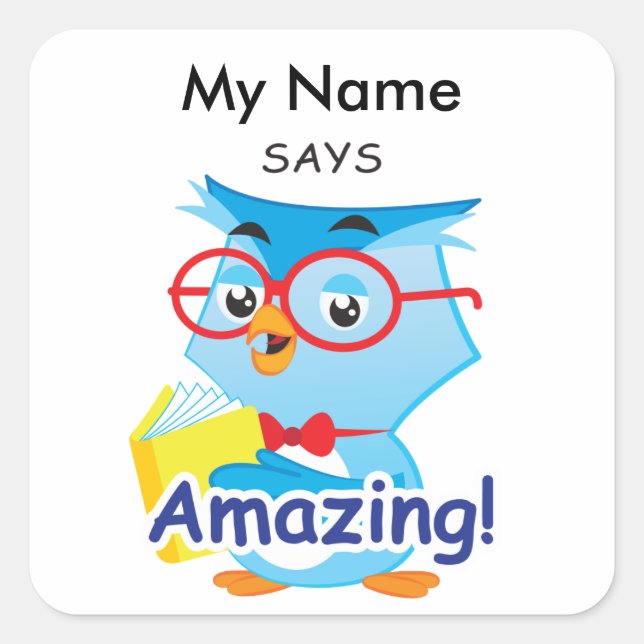 Reading Owl - Amazing! Square Sticker (Front)
