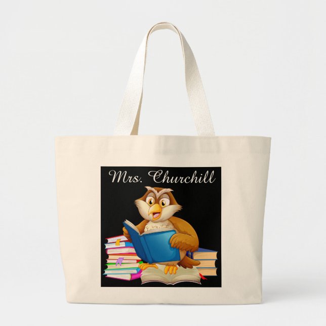 Reading Owl Teacher - SRF Large Tote Bag (Front)