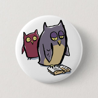 reading owls 6 cm round badge