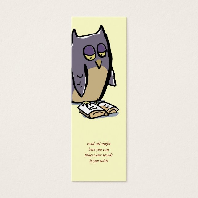 reading owls customisable bookmark (Front)