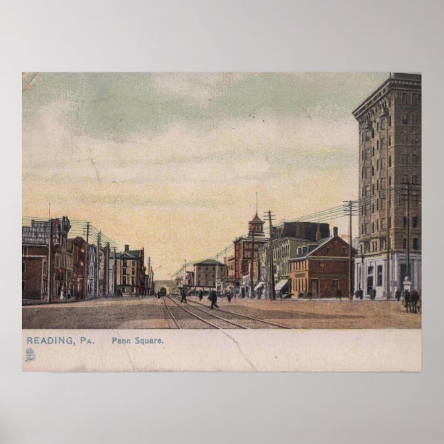 Reading PA, Pennsylvania, Penn Square, Vintage Poster (Front)