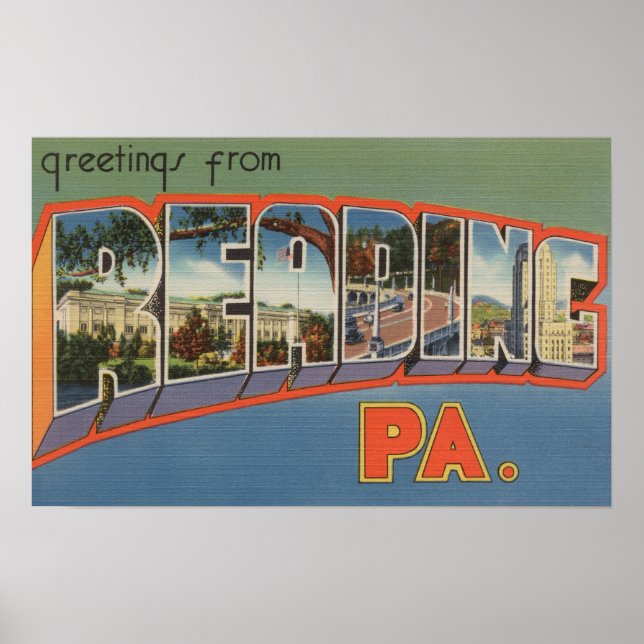 Reading, Pennsylvania - Large Letter Scenes Poster (Front)