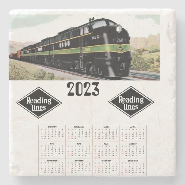 Reading railroad calendar        stone coaster (Front)