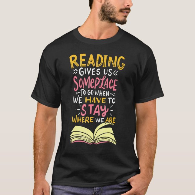 Reading Reader Books Bookworm Bibliomane Librarian T-Shirt (Front)