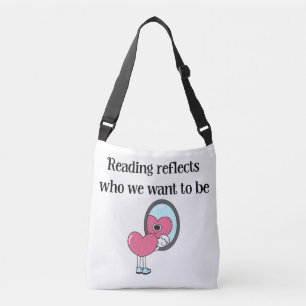 Reading Reflects Pink Heart Mirror Quote Crossbody Bag