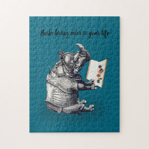 Reading Rhinoceros loves books Jigsaw Puzzle