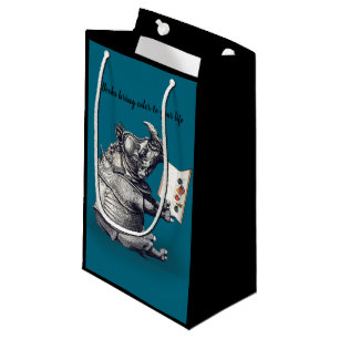 Reading Rhinoceros loves books Small Gift Bag