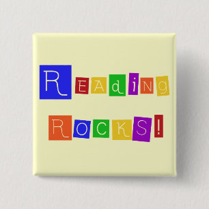 Reading Rocks Tshirts and Gifts 15 Cm Square Badge