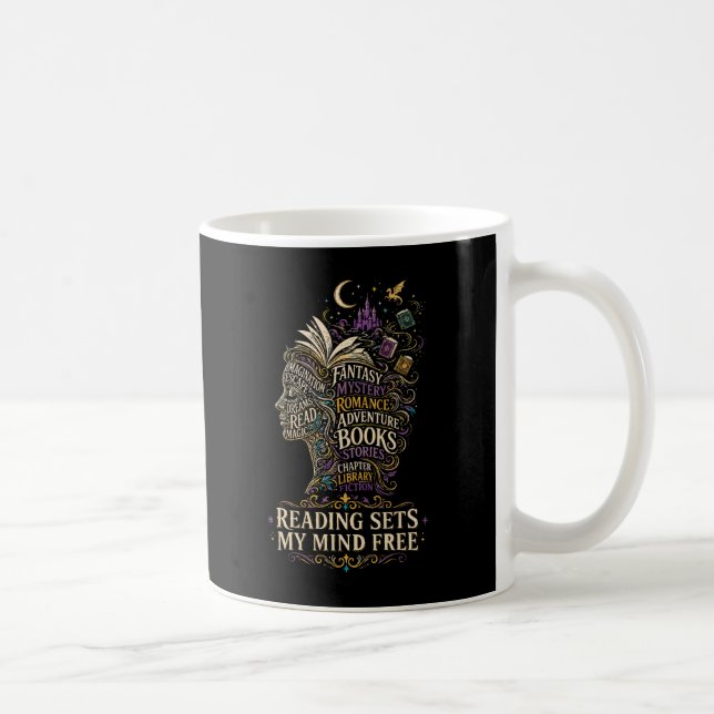 Reading sets my mind free for book lovers coffee mug (Right)