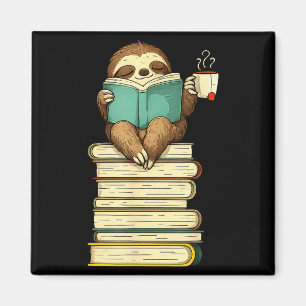 Reading sloth animal funny sloth reading book tea magnet