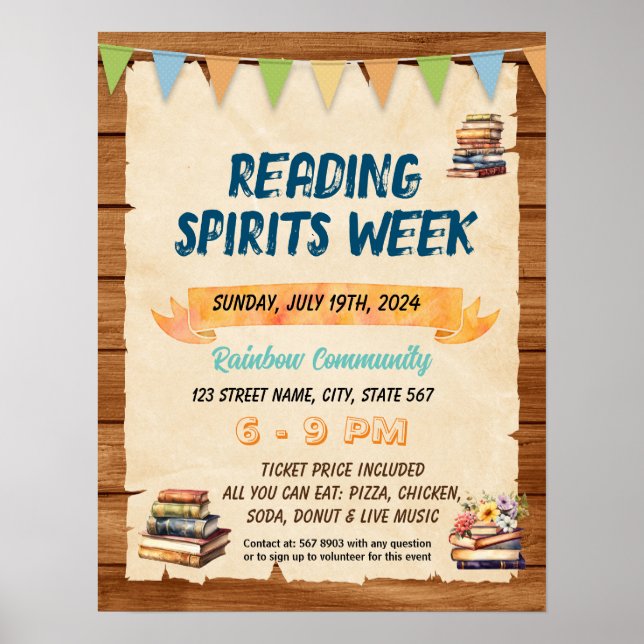 Reading spirit week teacher school flyer poster (Front)