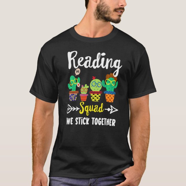 Reading Squad  School Cactus Team Reading Teacher  T-Shirt (Front)