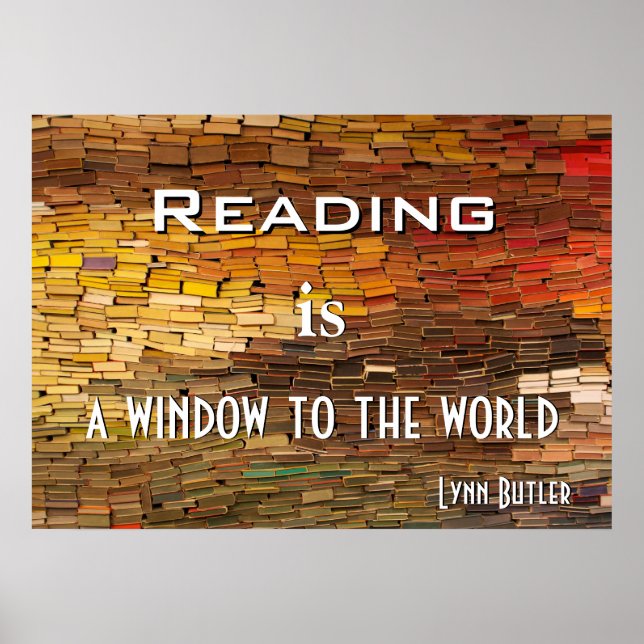 Reading Stack of Books Colourful Poster (Front)