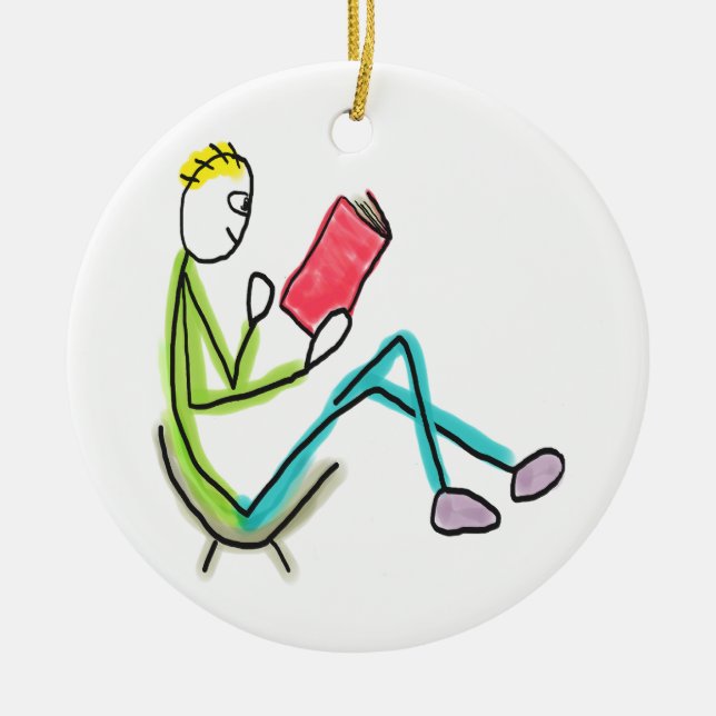 Reading Stickman Ceramic Tree Decoration (Front)