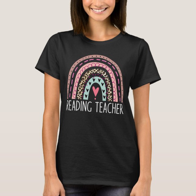 Reading teacher Boho Rainbow Back To School Apprec T-Shirt (Front)