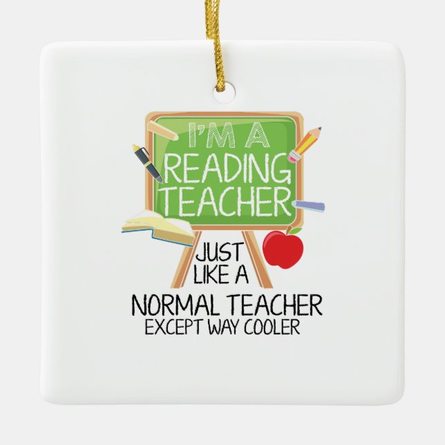 Reading Teacher  Ceramic Ornament (Front)