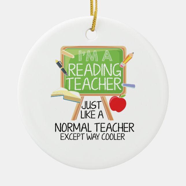 Reading Teacher  Ceramic Tree Decoration (Front)