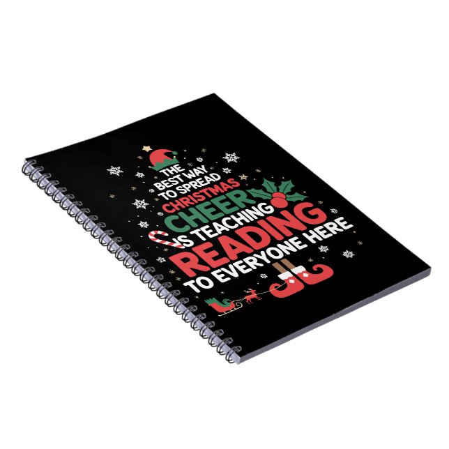 Reading Teacher Christmas Elf Xmas Cheer  Notebook (Right Side)