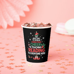 Reading Teacher Christmas Elf Xmas Cheer Paper Cups