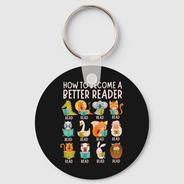 Reading Teacher How To Become A Better Reader Book Key Ring (Front)