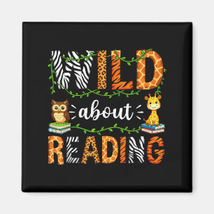 Reading teacher kids boys girls book lovers animal magnet