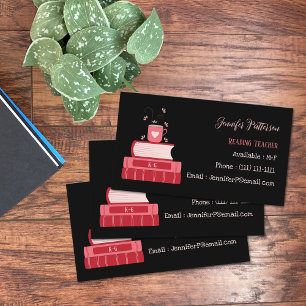 Reading Teacher Red Books Black Business Cards
