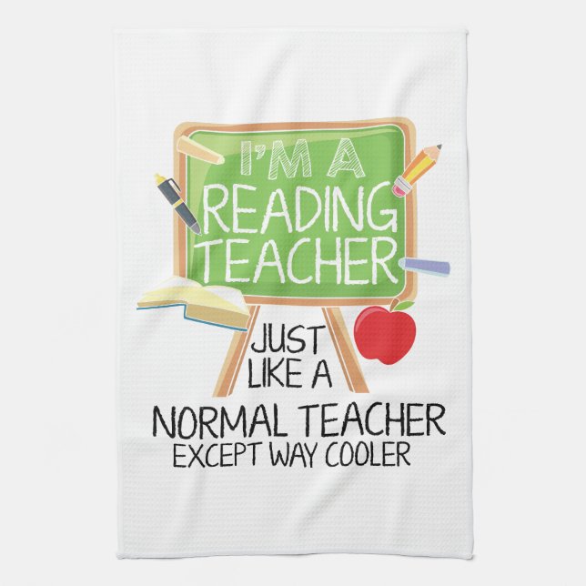 Reading Teacher  Tea Towel (Vertical)