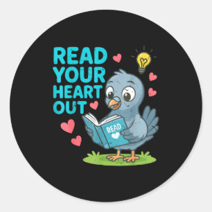 Reading Teacher Valentine Day Read Your Heart Out  Classic Round Sticker