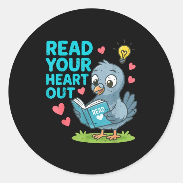 Reading Teacher Valentine Day Read Your Heart Out  Classic Round Sticker (Front)