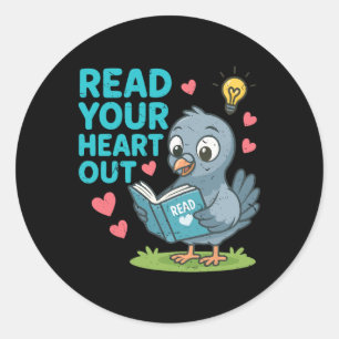 Reading Teacher Valentine Day Read Your Heart Out Classic Round Sticker