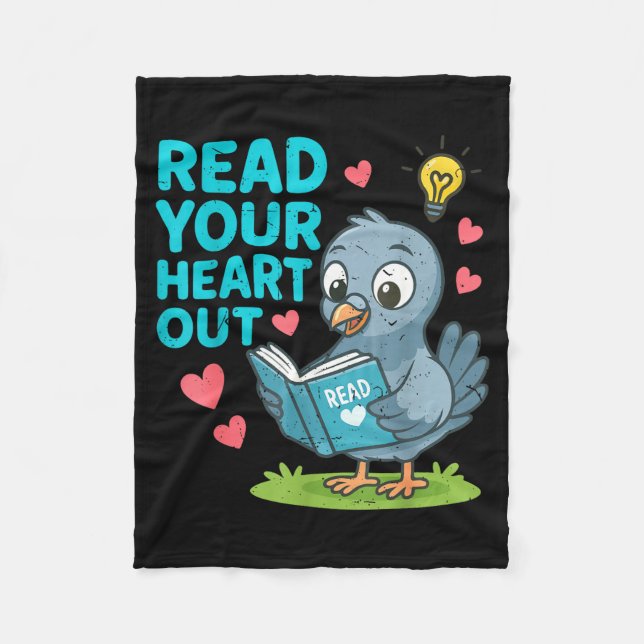 Reading Teacher Valentine Day Read Your Heart Out  Fleece Blanket (Front)
