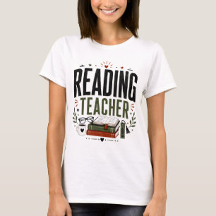 Reading Teacher Vintage Book Lover Design T-Shirt
