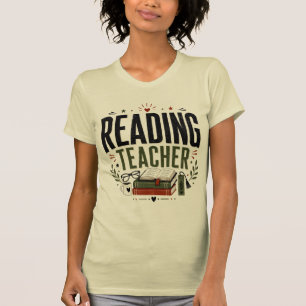 Reading Teacher Vintage Book Lover Design T-Shirt