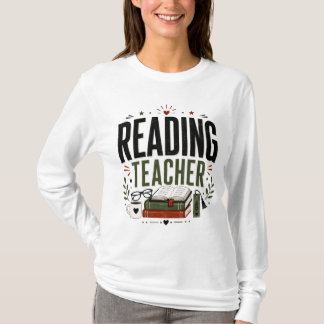 Reading Teacher Vintage Book Lover Design T-Shirt