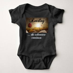 Reading, the adventure continues baby bodysuit
