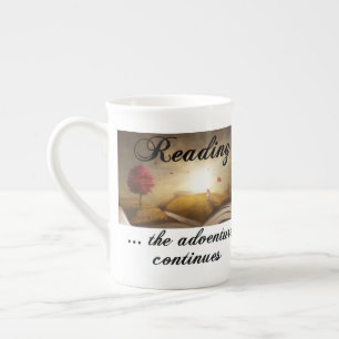 Reading, the adventure continues bone china mug